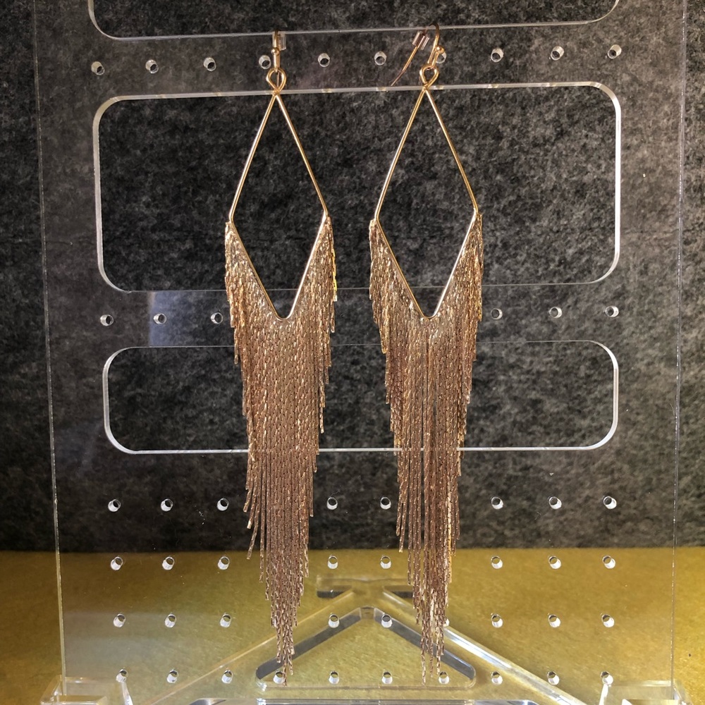 Long gold Snake Chains Tassel Dangle Earrings